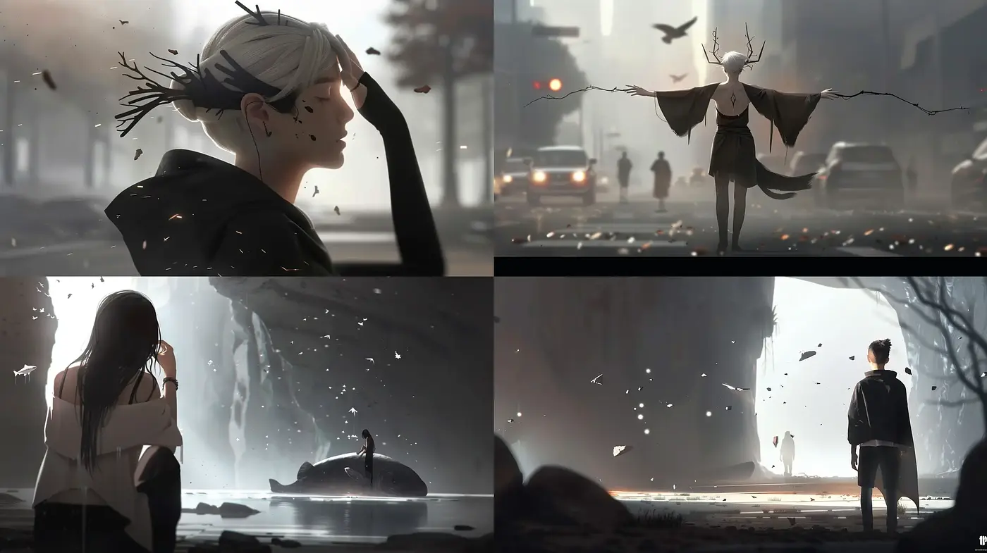 Melancholic Urban Serenity: A Cinematic Tableau of Surreal Solitude - Midjourney sref style