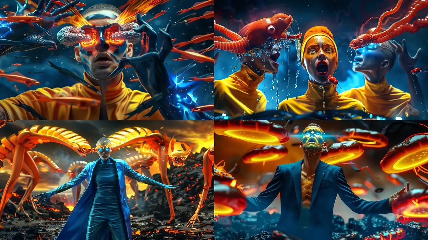 Futuristic Neon Surrealism with a Cinematic Sci-Fi Touch - Midjourney sref style