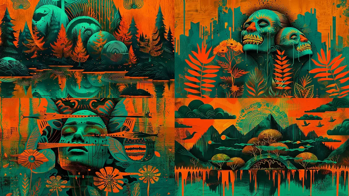 Vibrant Nature-Inspired Surrealism with a Mystical Touch - Midjourney sref style