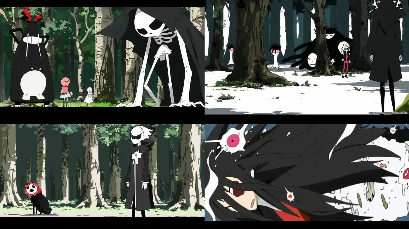 Ethereal Monochrome Forest: A Homage to Stylized Anime Artistry - Midjourney sref style