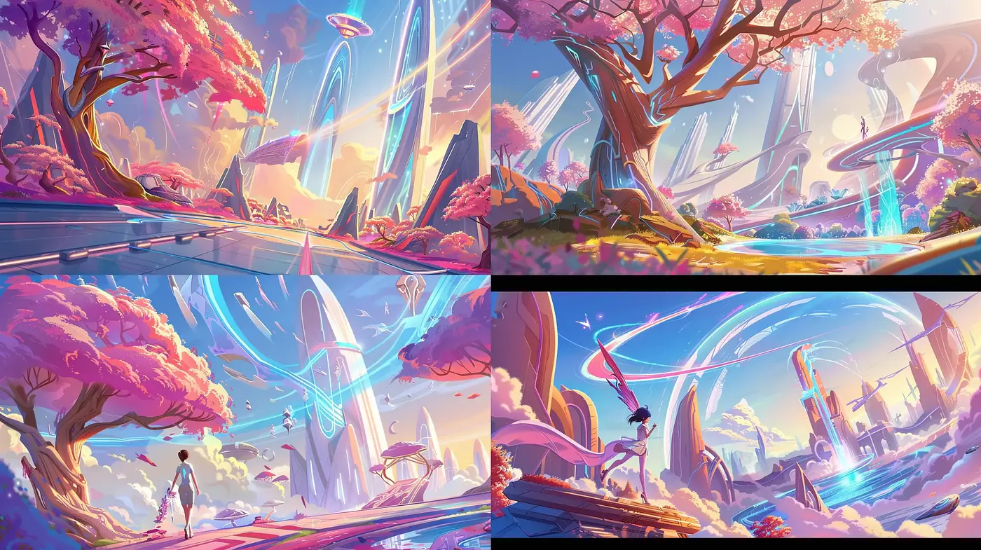 Futuristic Fantasy Vista with Pastel Brilliance - Midjourney sref style
