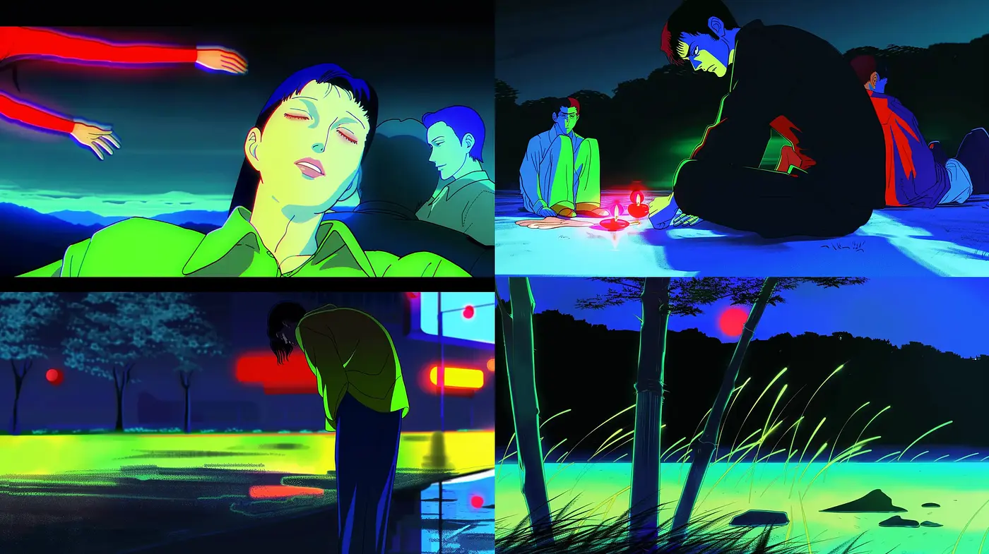 Neon Noir Elegance with a Contemporary Anime Essence - Midjourney sref style