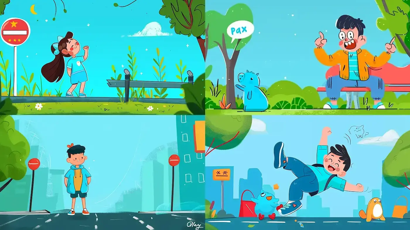 Vibrant and Playful Cartoon Style with Consistent Character Design - Midjourney sref style