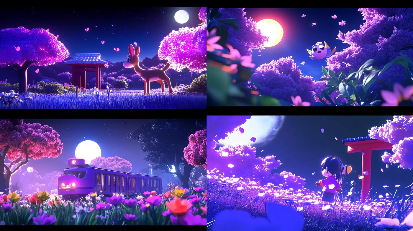 Twilight Dreamscape: A Harmonious Blend of Ethereal Luminescence and Floral Serenity - Midjourney sref style