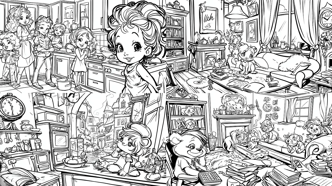Charming and Whimsical Illustrated World with Consistent Character Design - Midjourney sref style