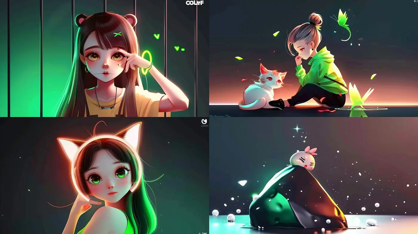 Ethereal Neon Glow: A Harmonious Blend of Anime-Inspired Illustration with Luminous Pastel Tones - Midjourney sref style