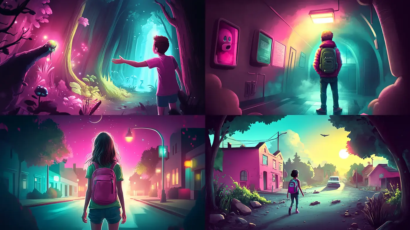 Enigmatic Dusk: A Dreamscape Journey in Vivid Hues - Midjourney sref style