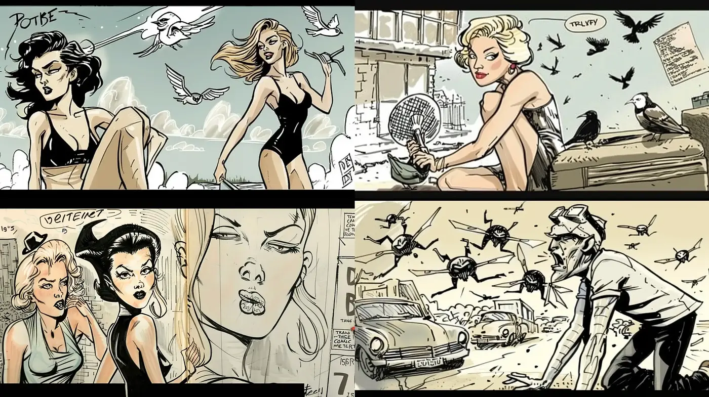 Noir-Inspired Comic Book Elegance - Midjourney sref style