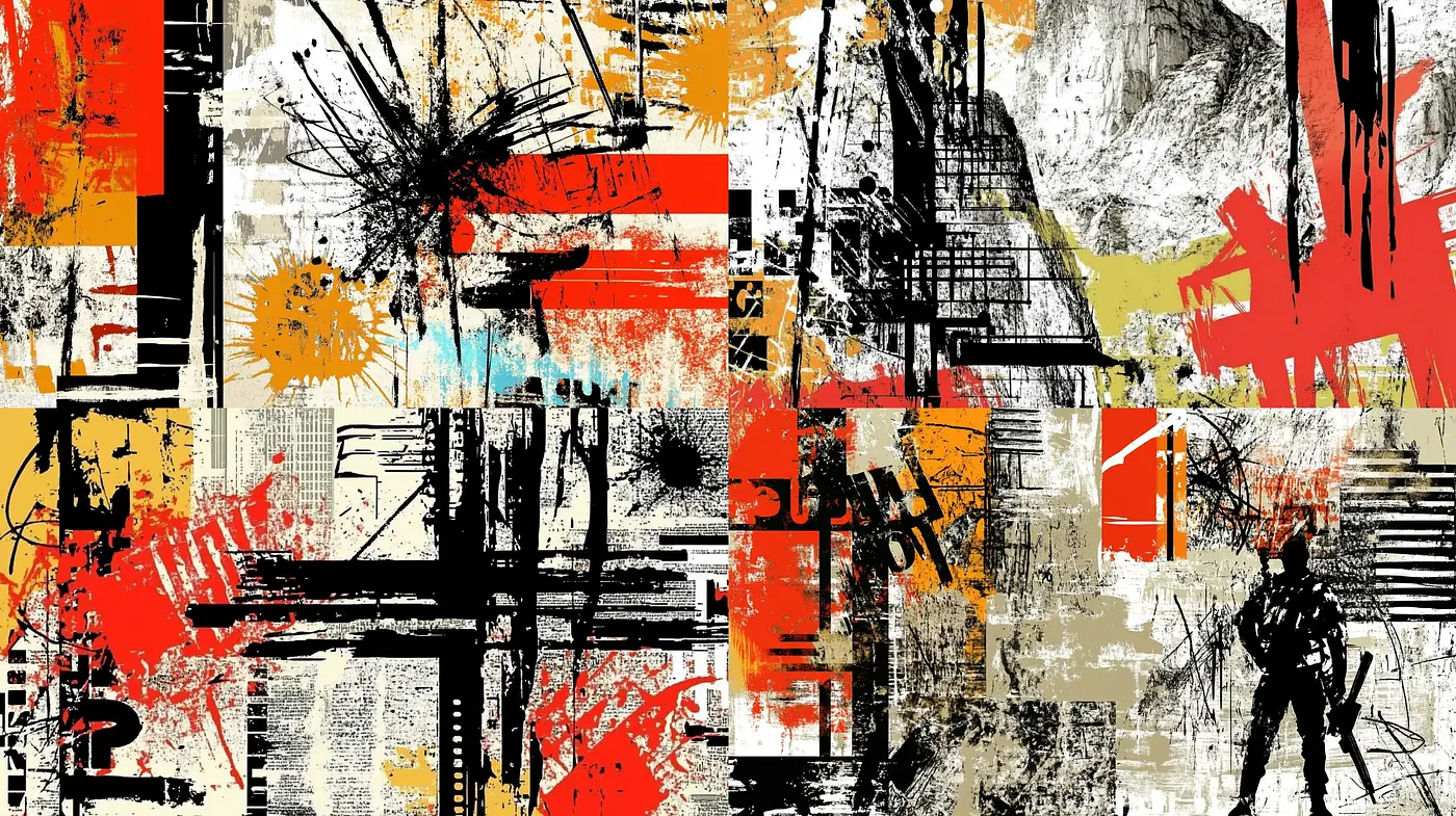 Grungy Abstract Expressionist Fusion - Midjourney sref style