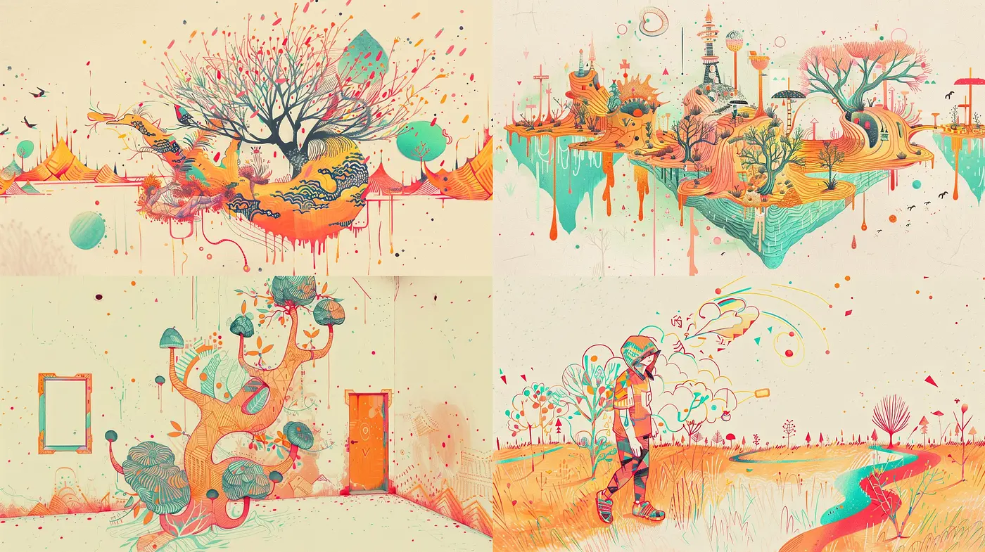 Surreal Dreamscape Fusion in Pastel Hues - Midjourney sref style