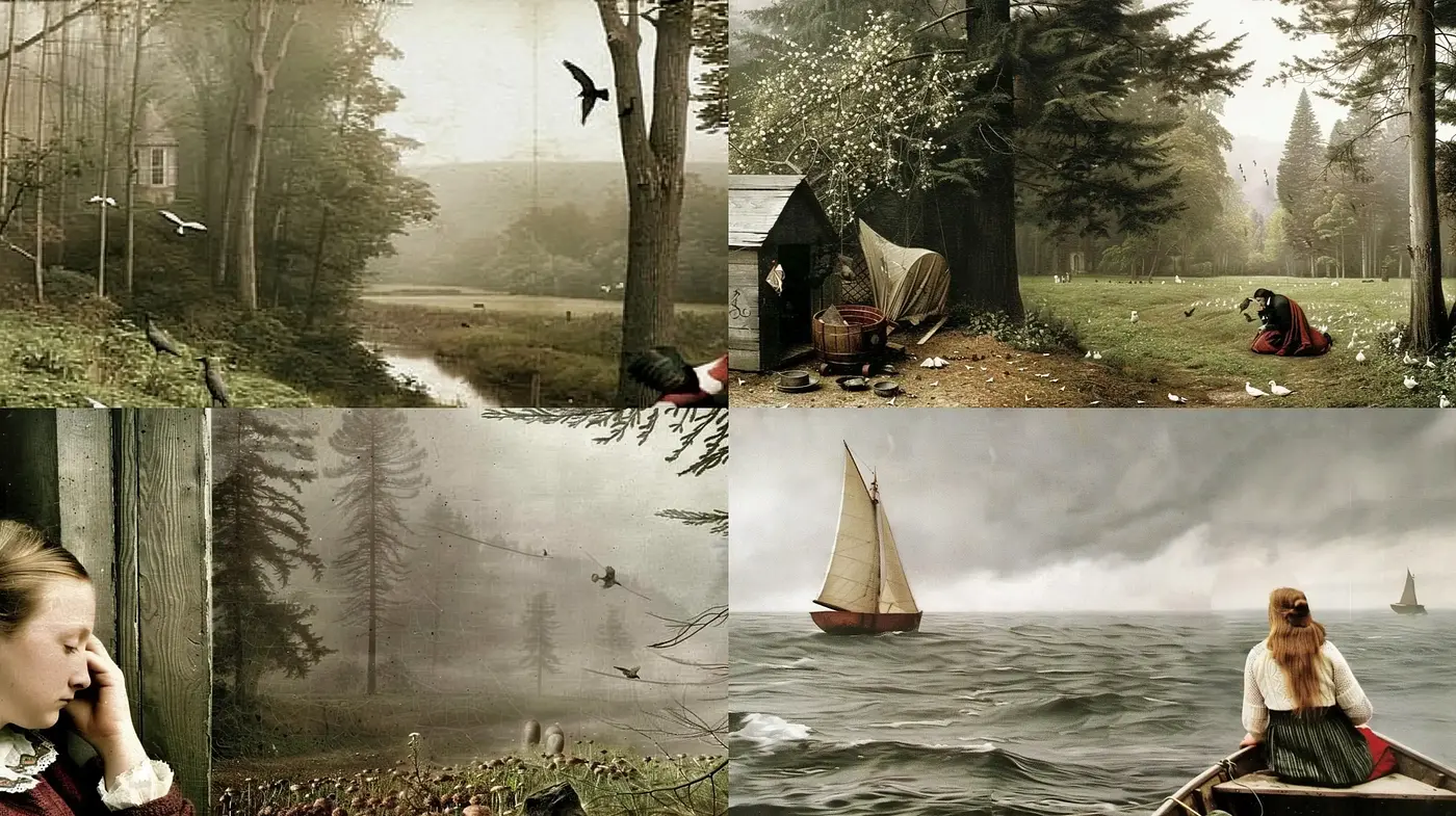 Ethereal Narratives in Muted Earth Tones - Midjourney sref style
