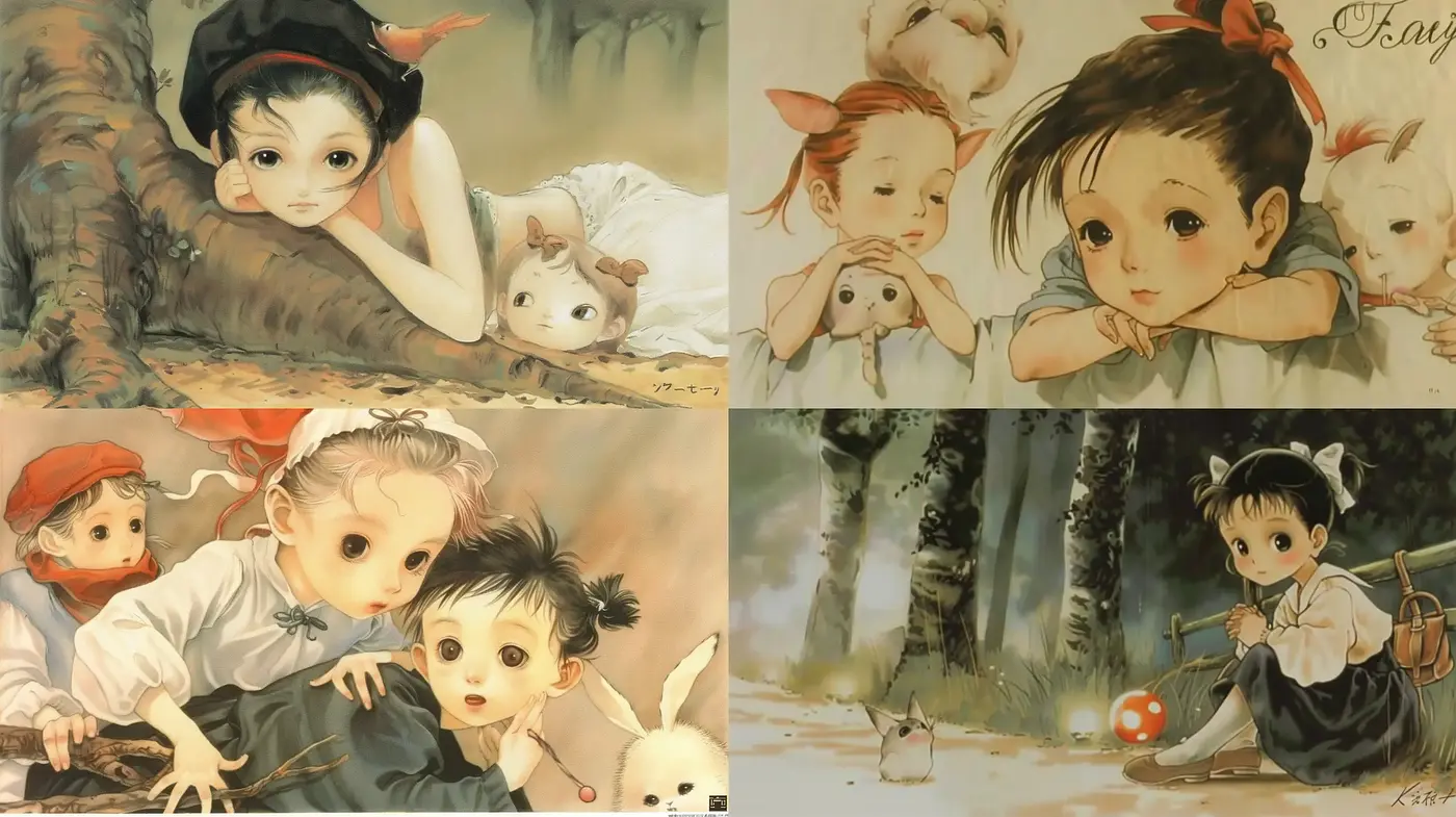 Whimsical Watercolor Essence with Anime Influence - Midjourney sref style