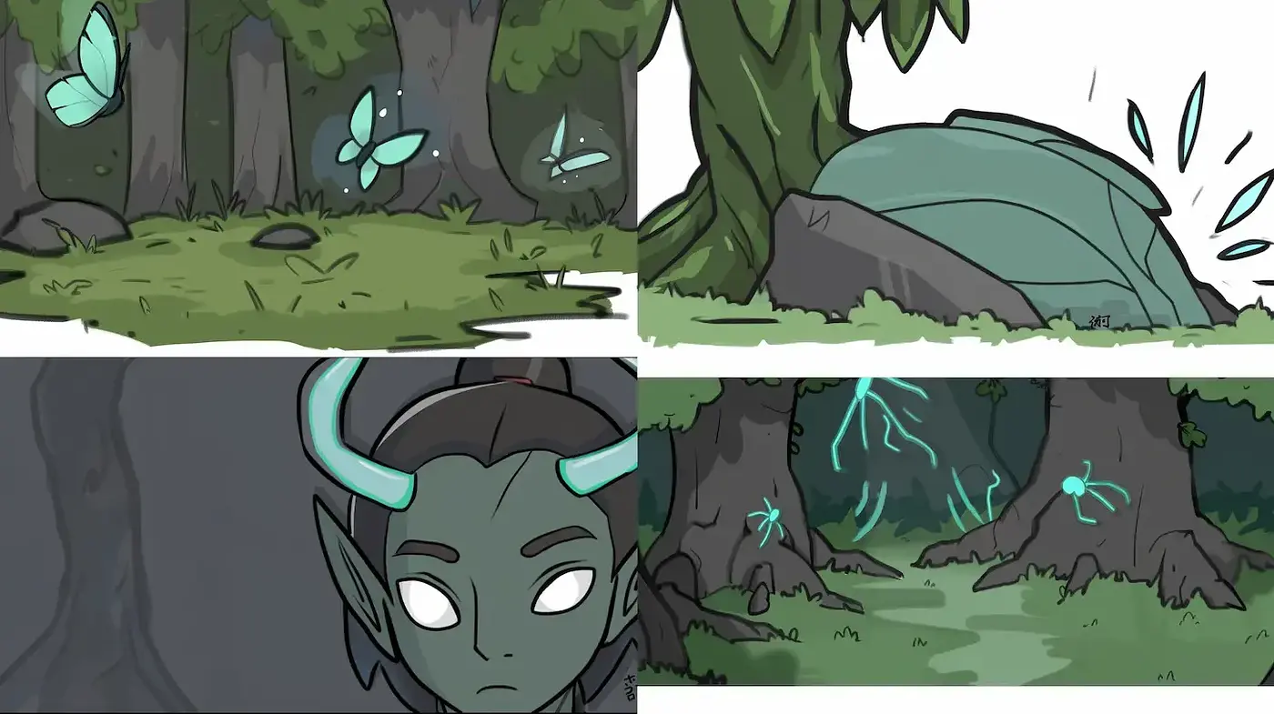 Enchanted Forest Whimsy in Stylized Comic Artistry - Midjourney sref style