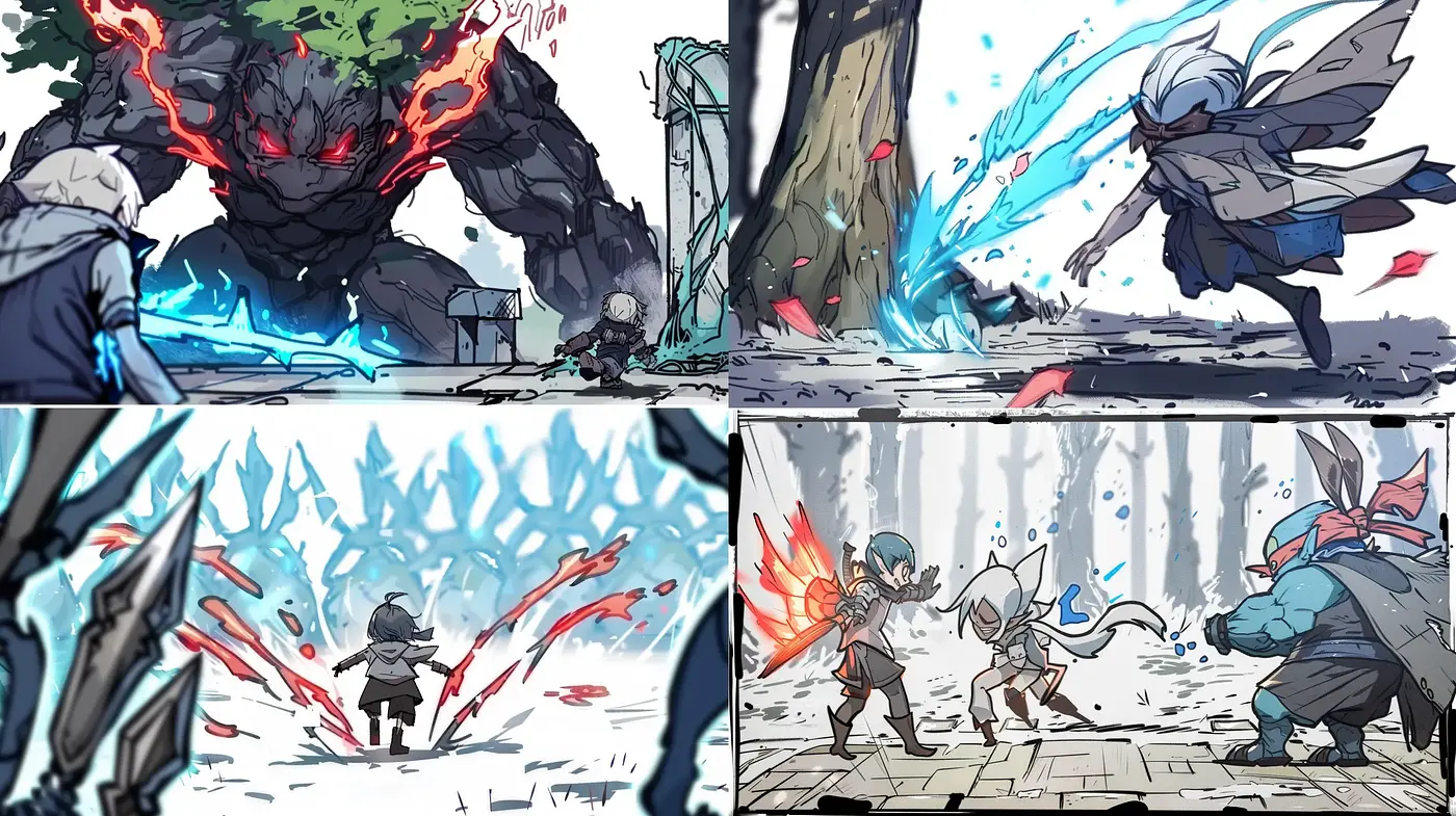 Dynamic Anime-Inspired Battle Scenes with Vivid Textures - Midjourney sref style