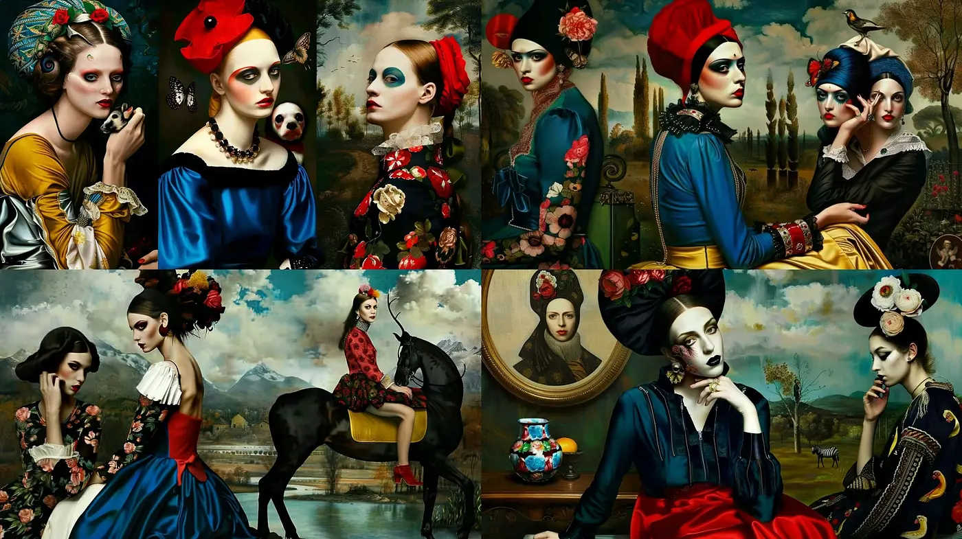 Ethereal Portraiture in Saturated Hues with Neo-Classical Inspirations - Midjourney sref style