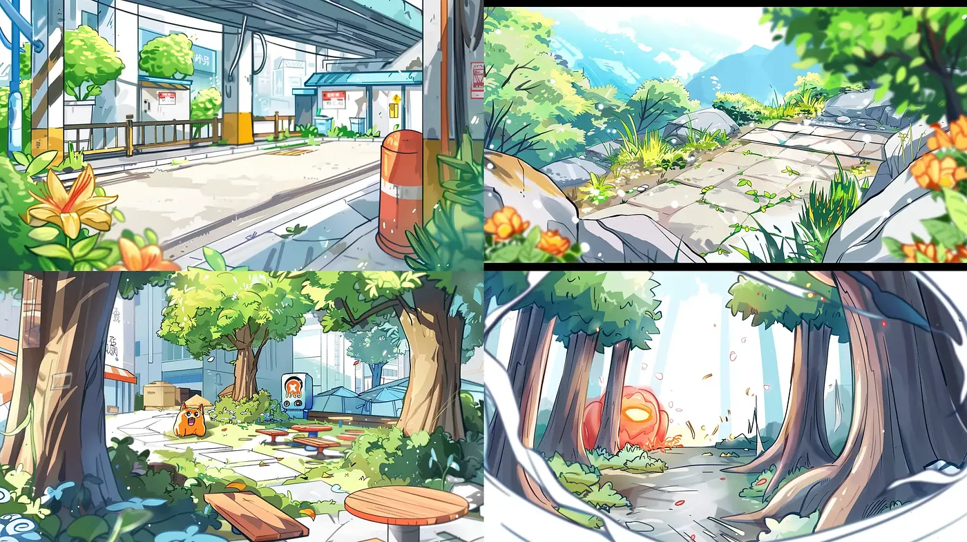 Serene and Vibrant Animated Nature - A Homage to Lush and Detailed Settings - Midjourney sref style