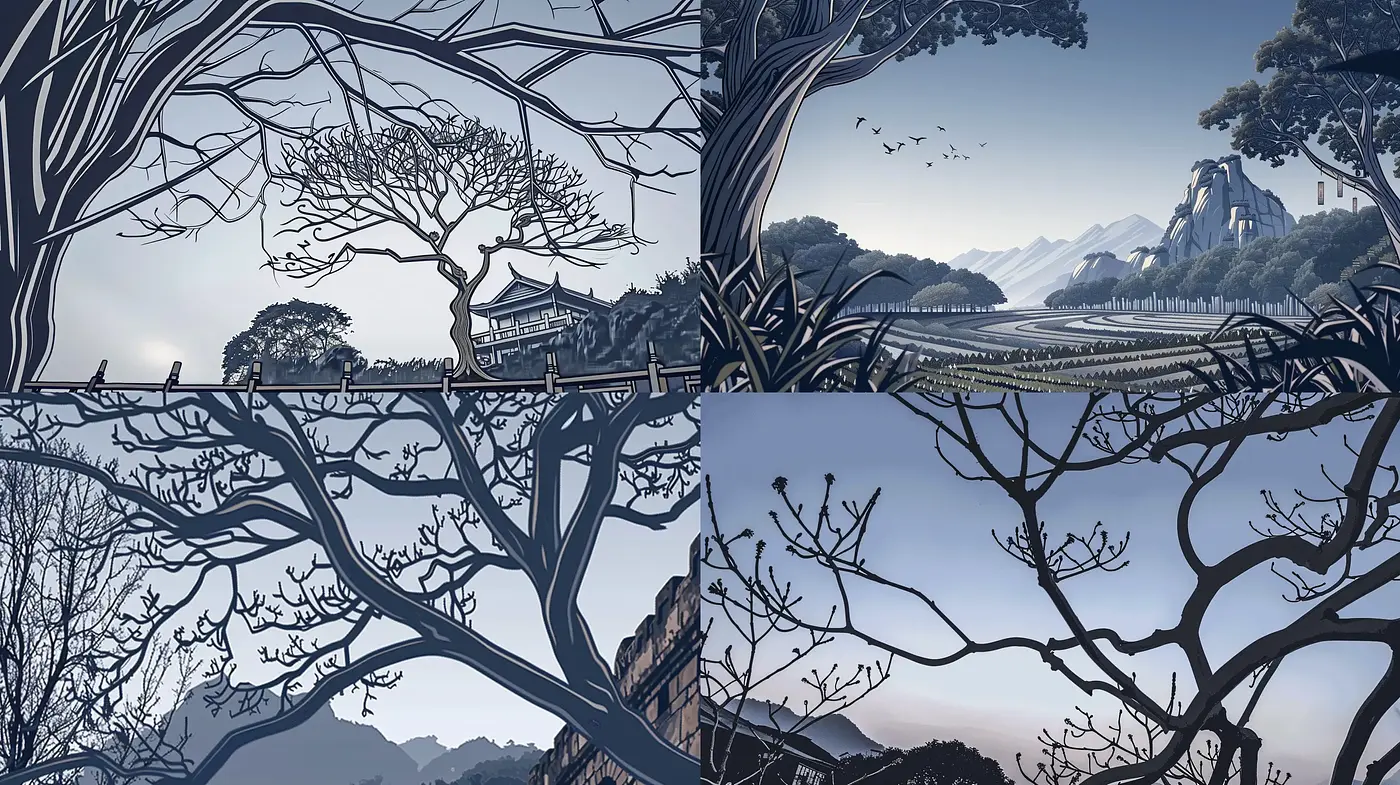 Ethereal Eastern Landscape: A Fusion of Ink Wash and Digital Serenity - Midjourney sref style