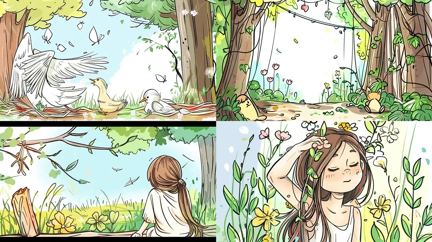 Serene Pastoral Comic Art Style with a Whimsical Touch - Midjourney sref style