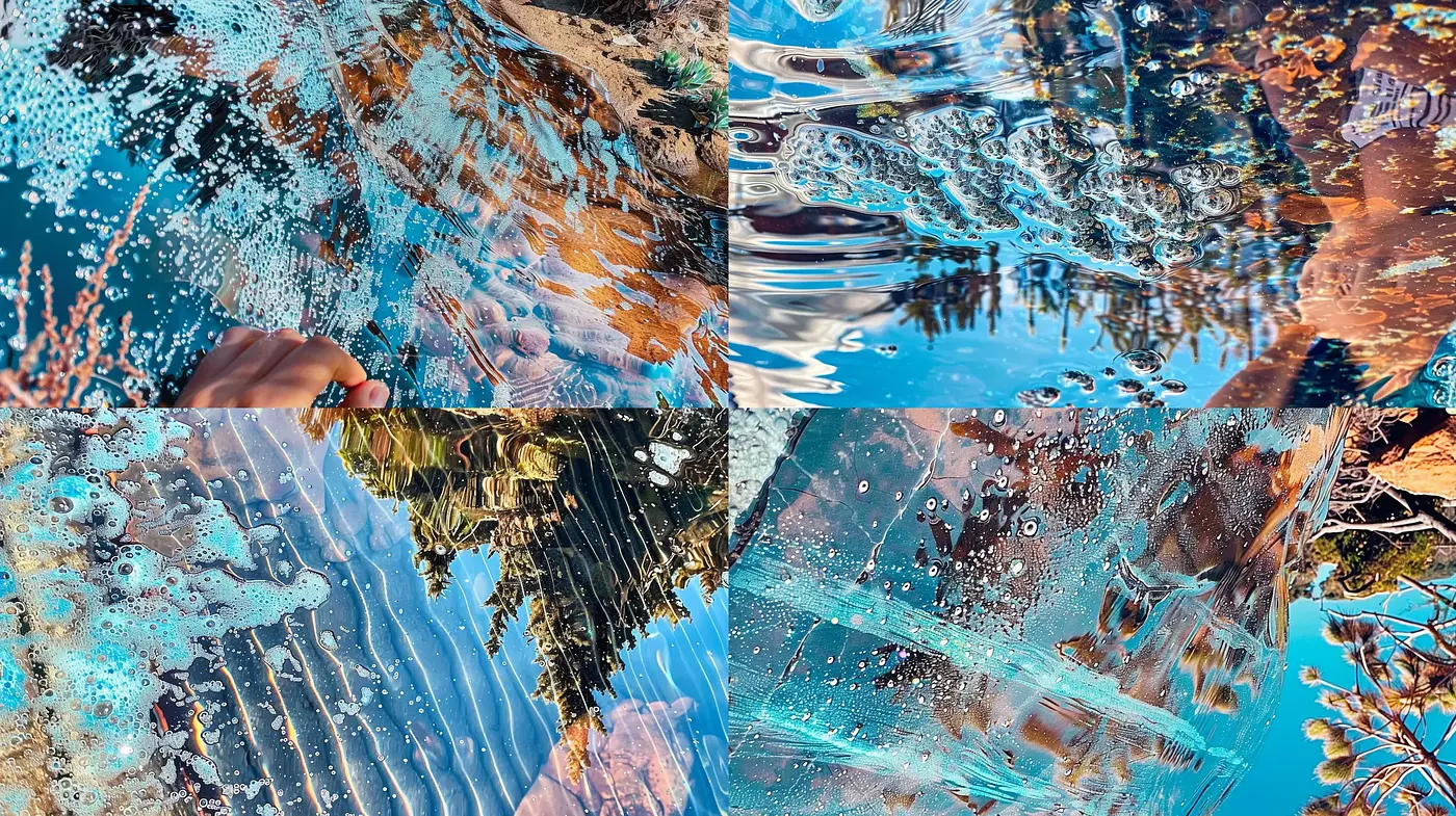 Fragmented Aquatic Dreamscape in Abstract Expressionist Fusion - Midjourney sref style
