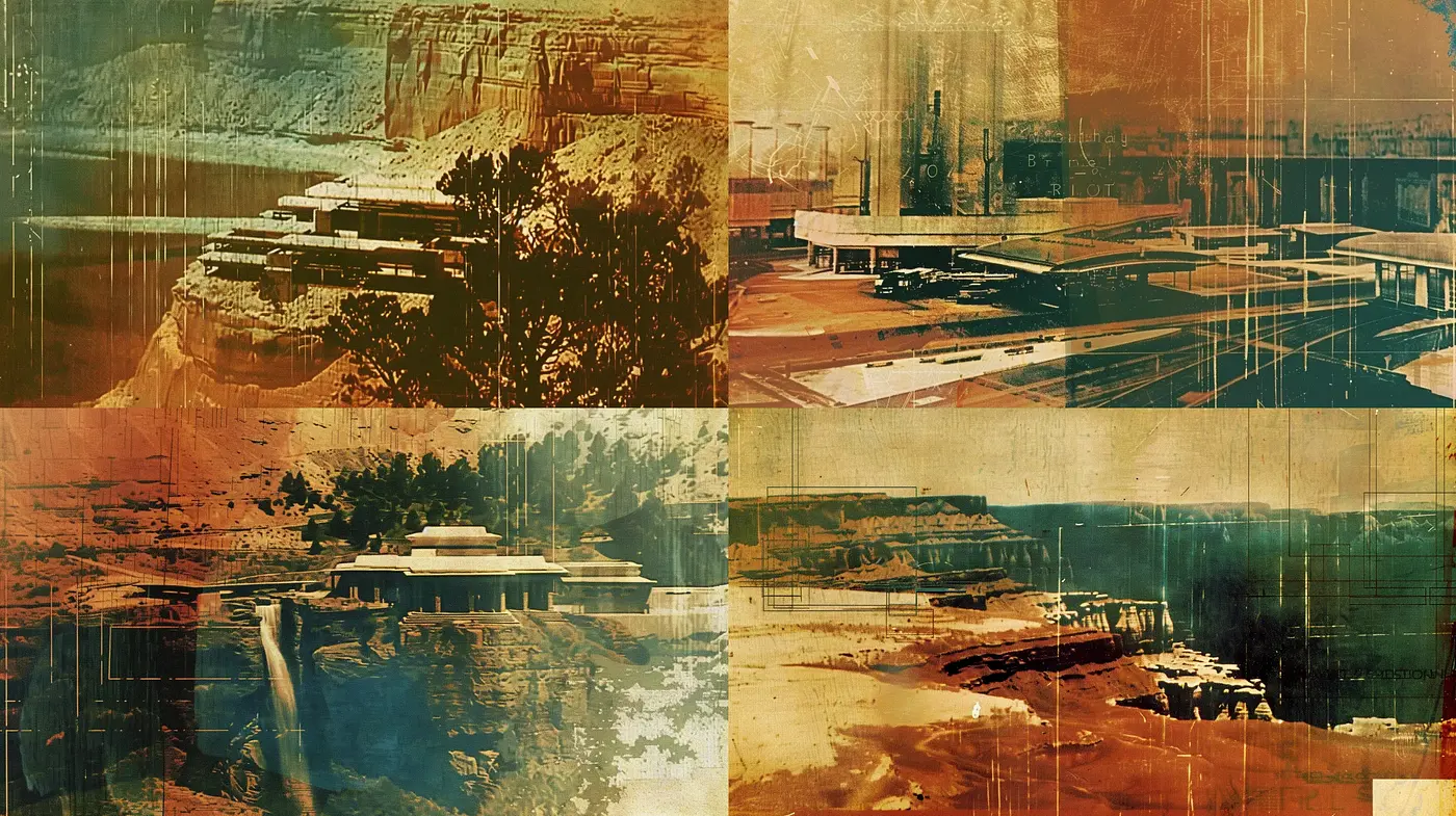 Retro Futuristic Erosion: A Harmony of Vintage and Progressive Textures - Midjourney sref style