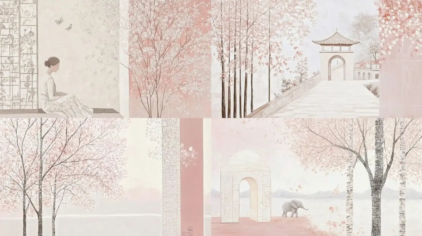 Ethereal Cherry Blossoms in Pastel Dreamscape - Midjourney sref style