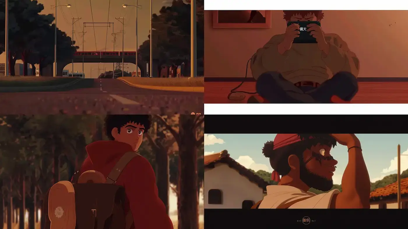 Warm Tonal Serenity: A Homage to Twilight Hues in Stylized Anime Illustration - Midjourney sref style