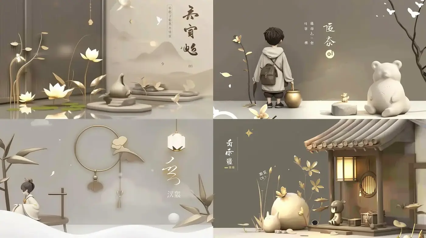 Whimsical Serene Aesthetic with Minimalist Charm - Midjourney sref style
