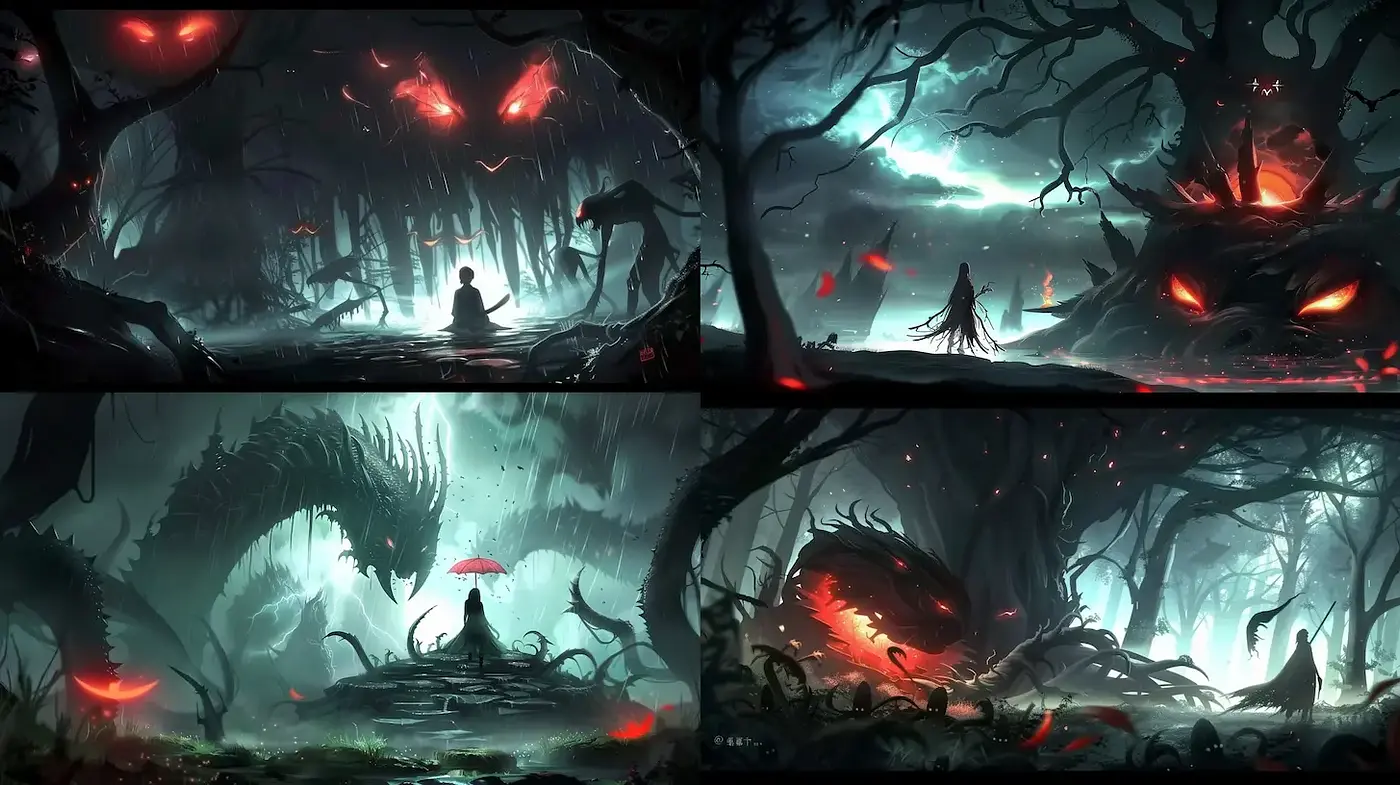Ethereal Dark Fantasy Landscapes with Haunting Elements - Midjourney sref style