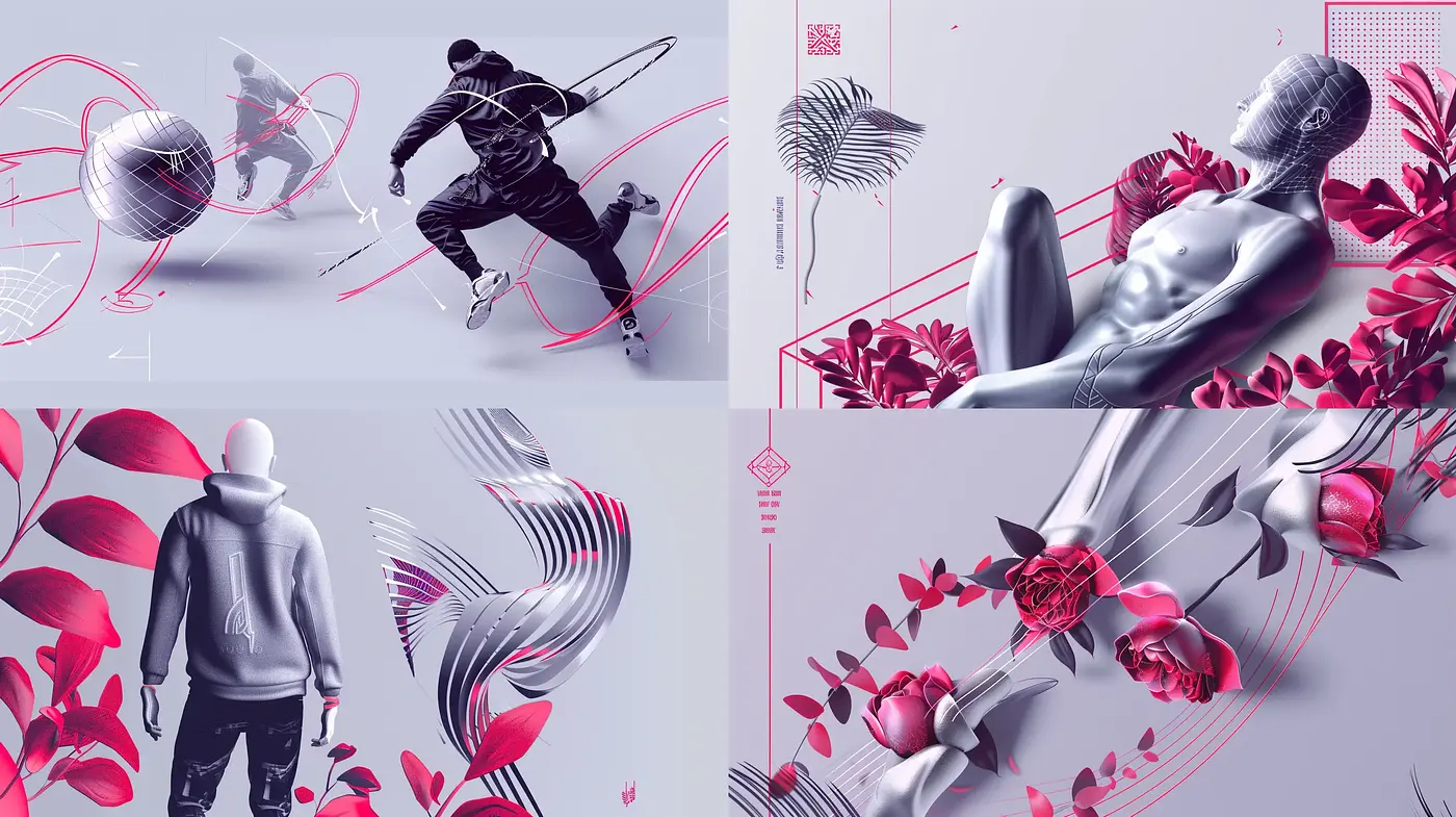 Futuristic Elegance with a Monochrome and Crimson Fusion - Midjourney sref style