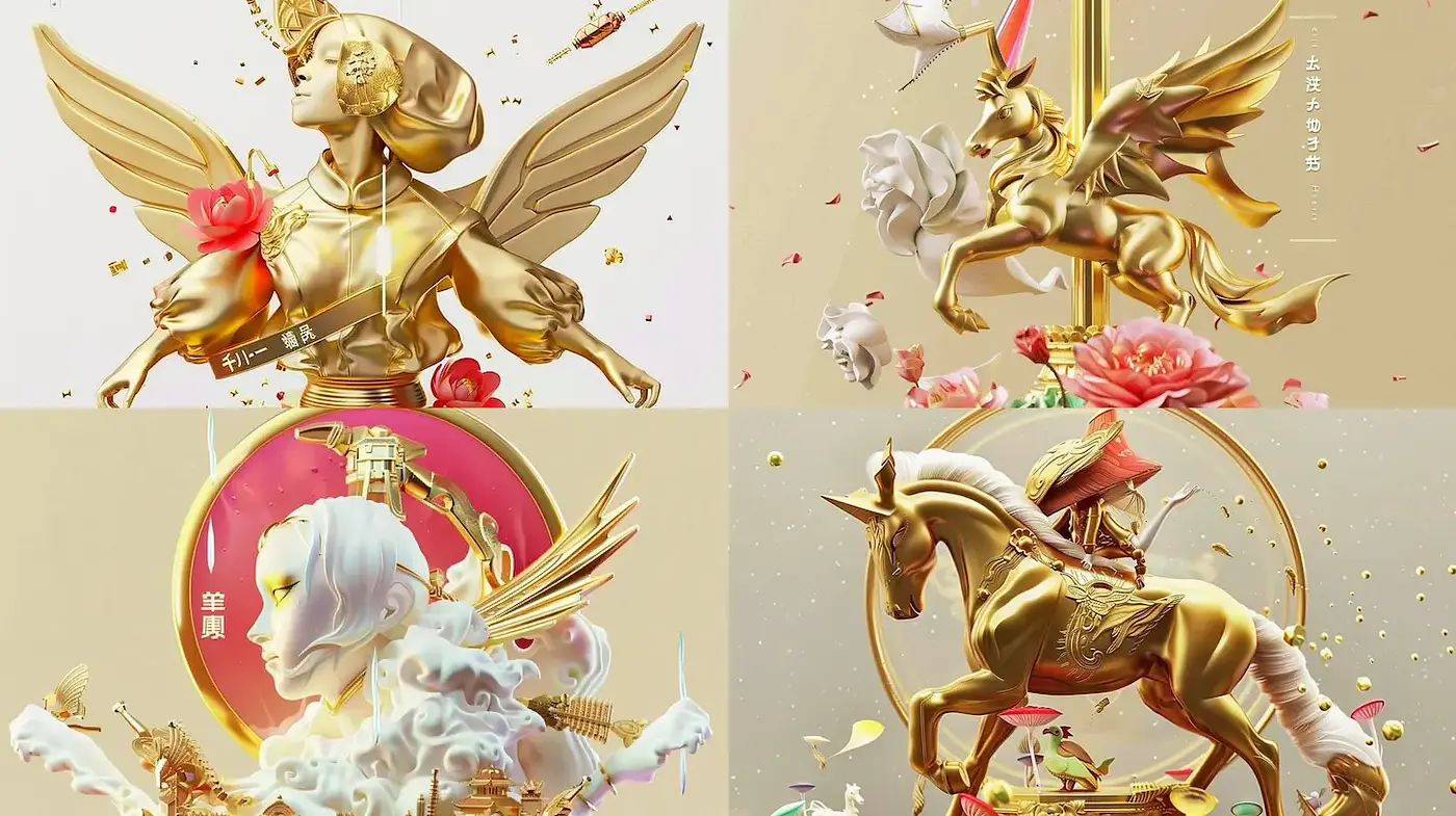 Mystical Gold Aesthetic with Ethereal Elements - Midjourney sref style