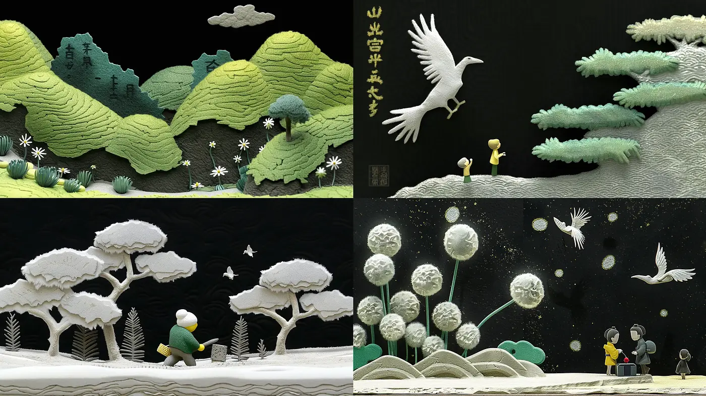 Ethereal Textured Dreamscape: A Consistent Journey of Stylized Nature and Serenity - Midjourney sref style