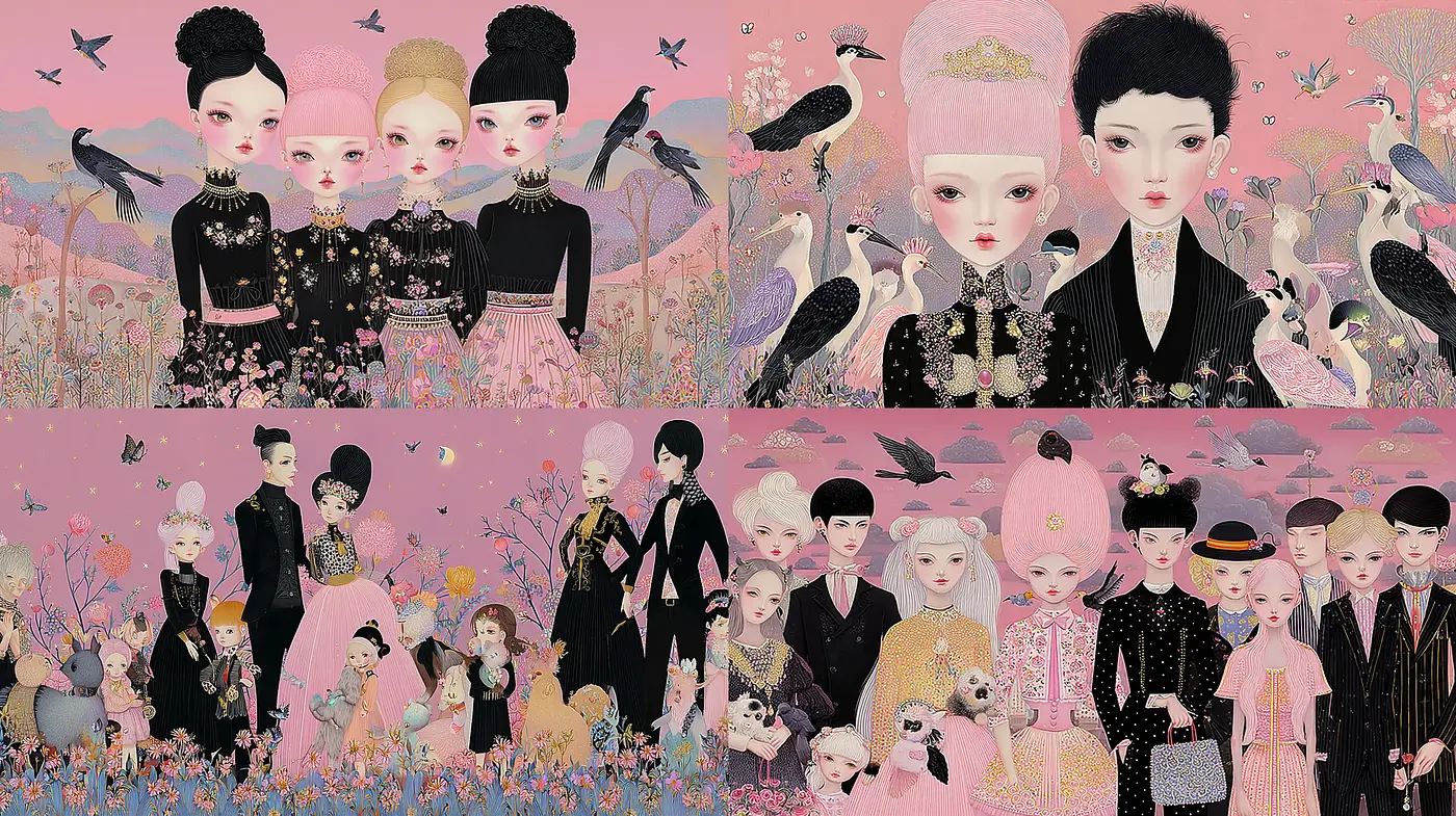 Whimsical and Ethereal Portraiture with Soft Floral Elements - Midjourney sref style