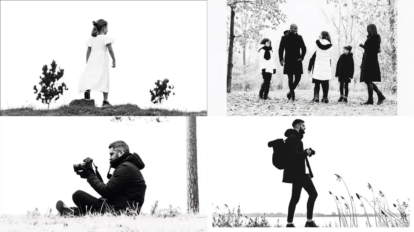 Consistent Minimalist Black and White Aesthetic with a Touch of Nostalgia - Midjourney sref style