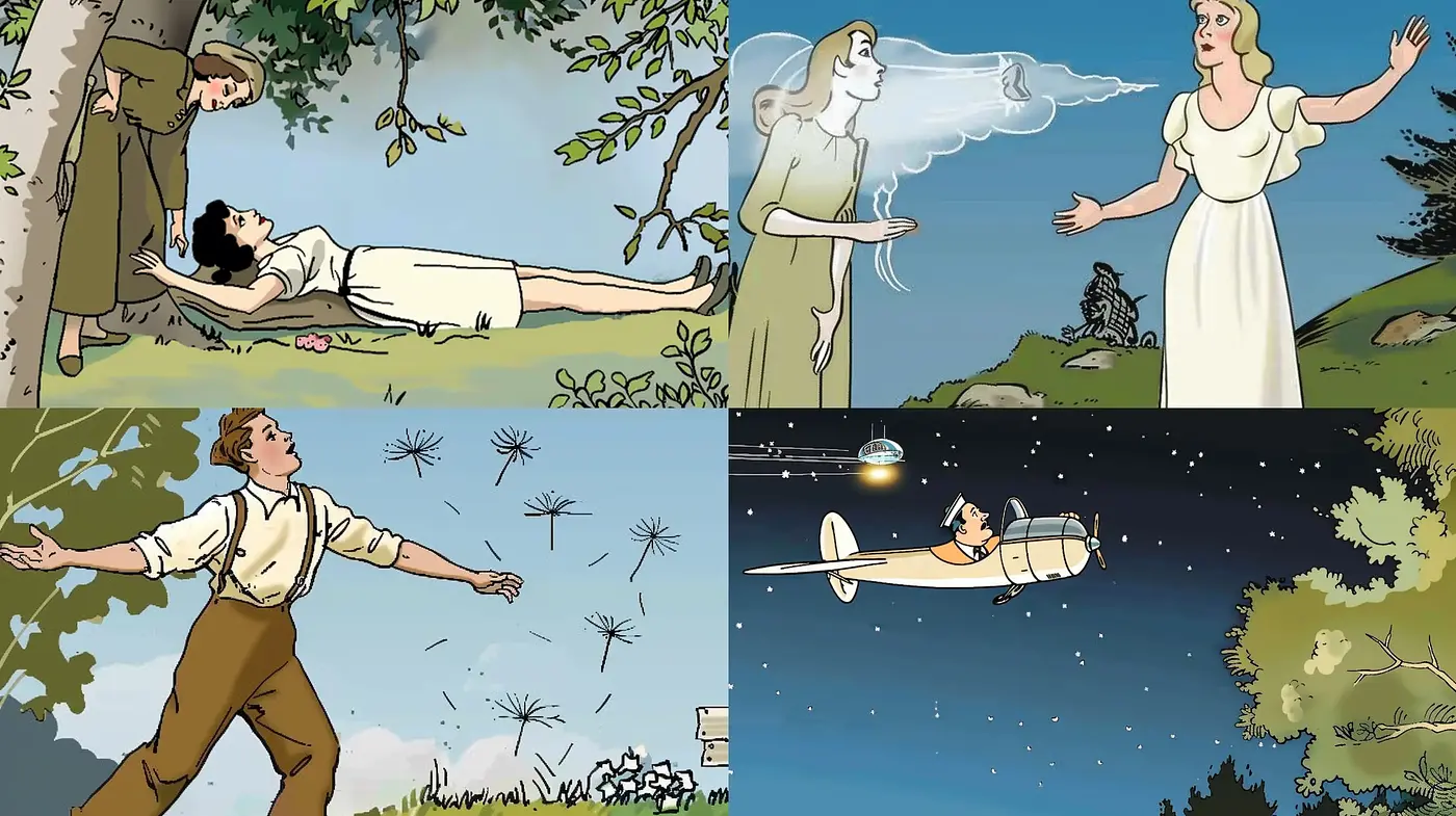 Whimsical Retro Storybook Illustrations - Midjourney sref style