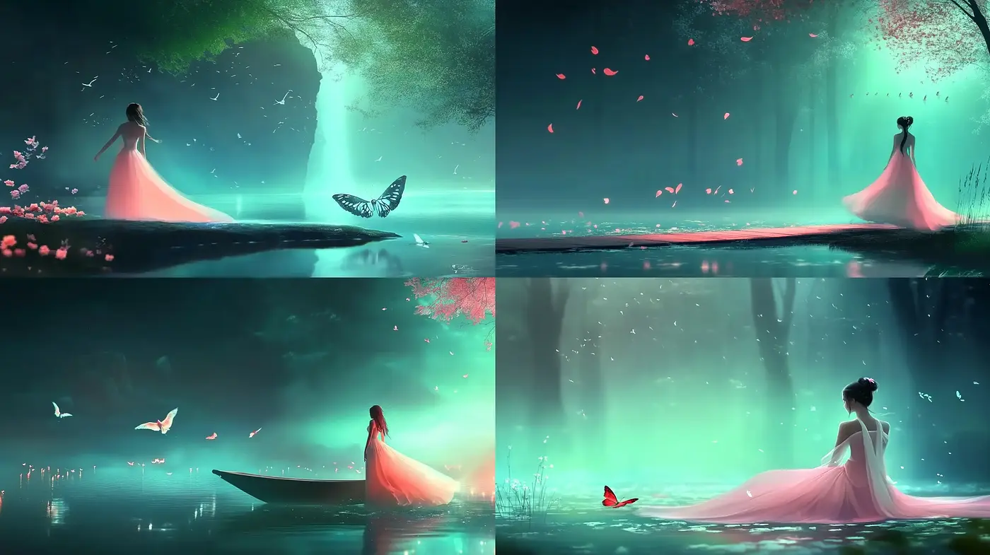 Ethereal Dreamscapes with Luminous Tones and Whimsical Serenity - Midjourney sref style