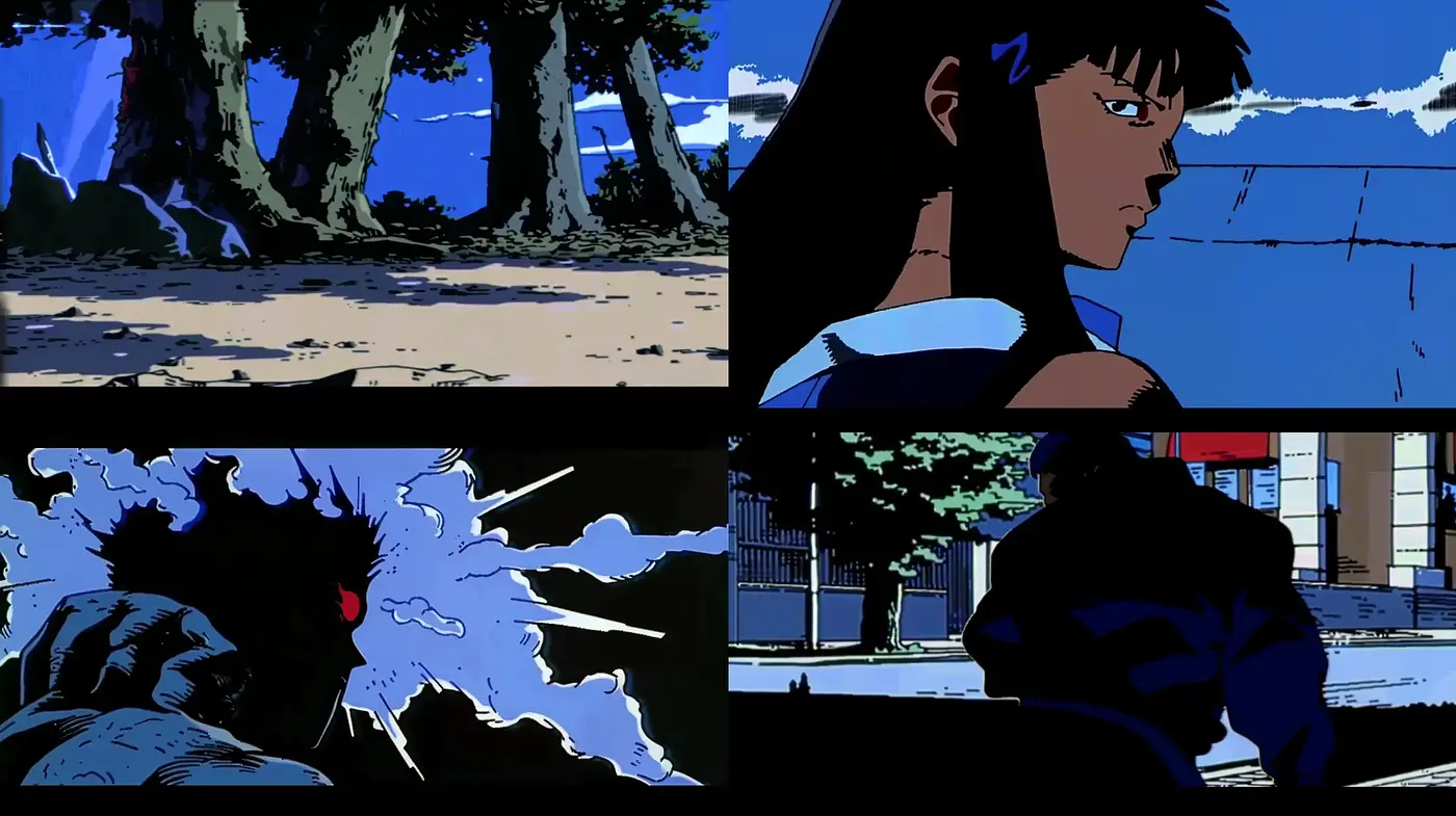 Stylized Nighttime Anime Aesthetic with High Contrast and Dynamic Composition - Midjourney sref style