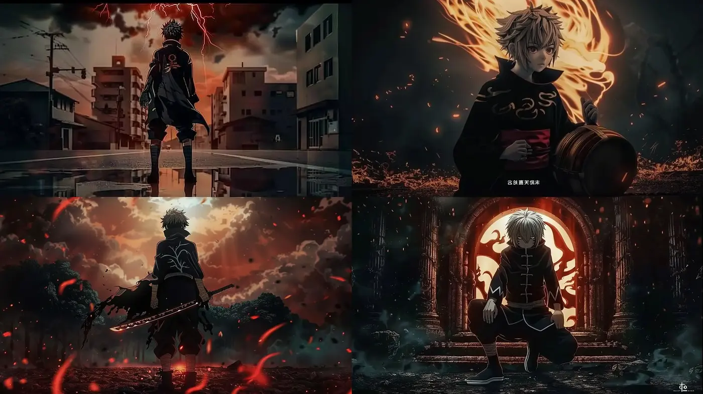 Dramatic Twilight Contrasts with a Manga-Inspired Essence - Midjourney sref style