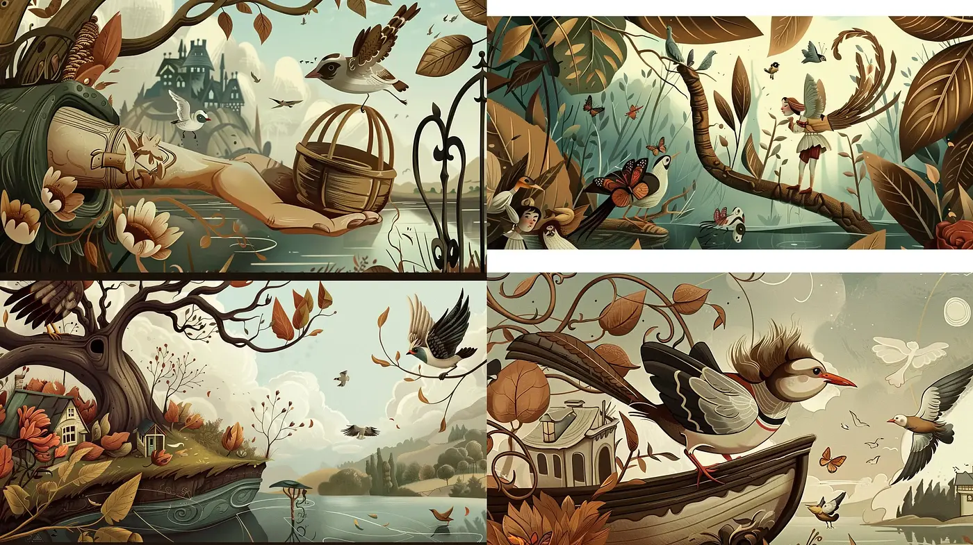 Enchanted Autumnscape: A Whimsical Journey Through Stylized Nature - Midjourney sref style