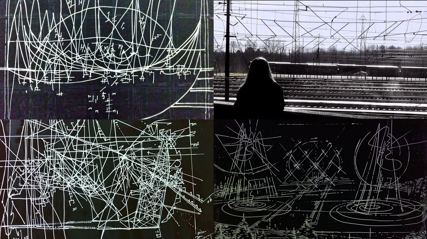 Monochromatic Scribbled Symmetry: An Exploration of Abstract Geometric Consistency - Midjourney sref style