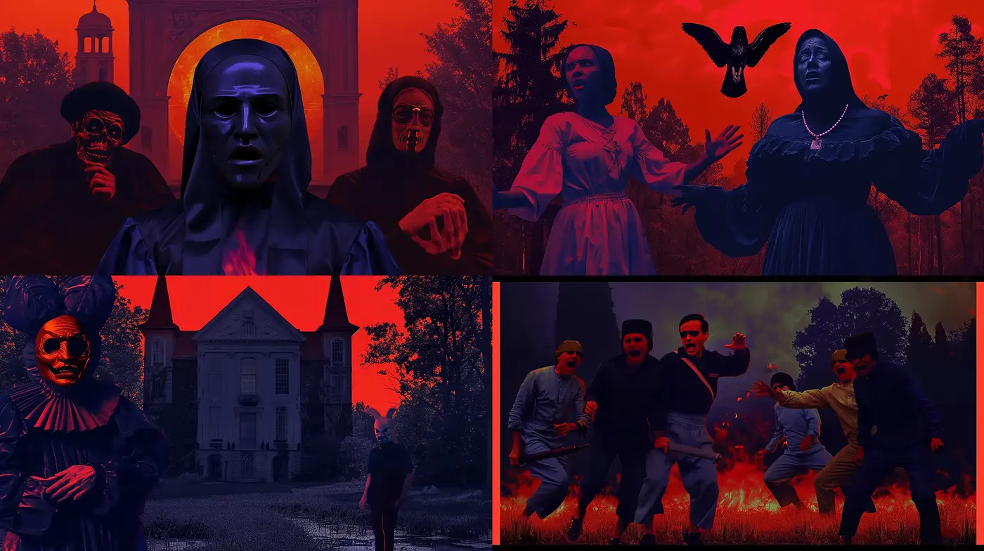 Eerie Crimson Dusk: A Symphony of Gothic Shadows - Midjourney sref style