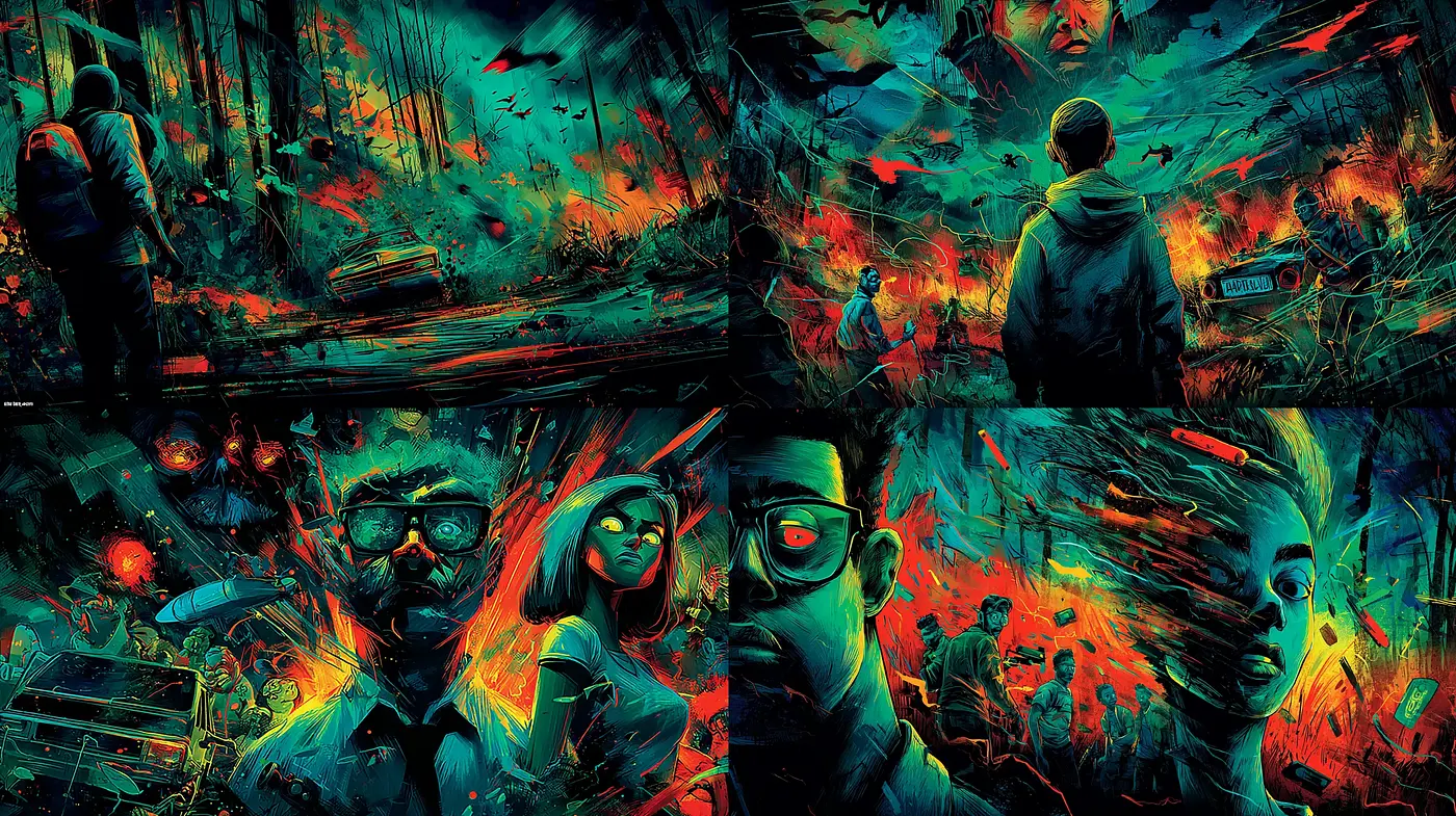 Vibrant yet dystopian surrealism infused with emotional depth - Midjourney sref style