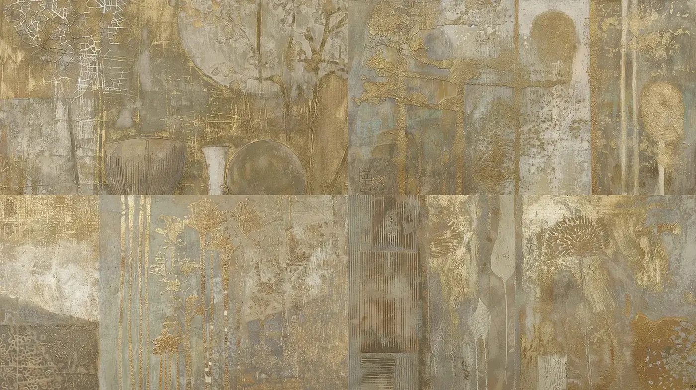 Elegant Textural Harmony with a Vintage Golden Aesthetic - Midjourney sref style