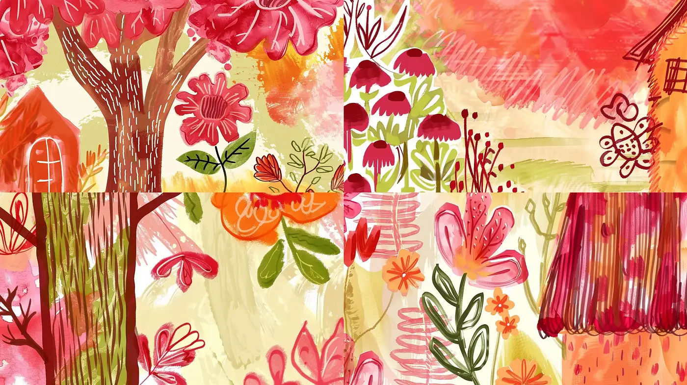 Expressionist Brushstroke Flourishes in a Whimsical Garden Dream - Midjourney sref style