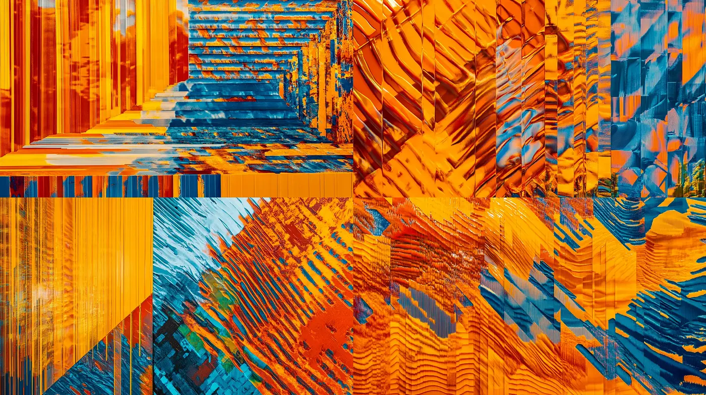 Vivid Kinetic Abstraction in Warm Tonal Harmony - Midjourney sref style