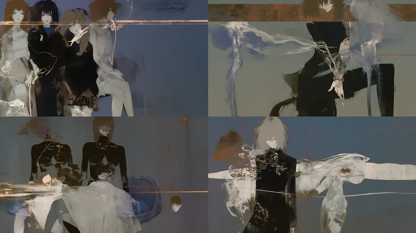 Ethereal Abstract Fusion with a Hint of Japanese Anime Sensibility - Midjourney sref style