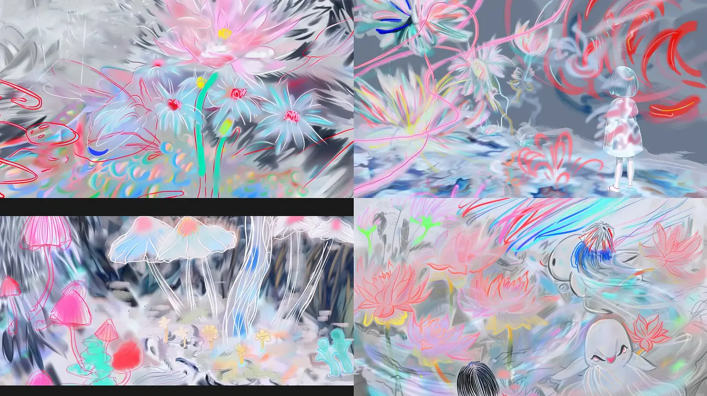 Ethereal Dreamscape: A Whimsical Fusion of Abstract Expressionism and Fantasy - Midjourney sref style