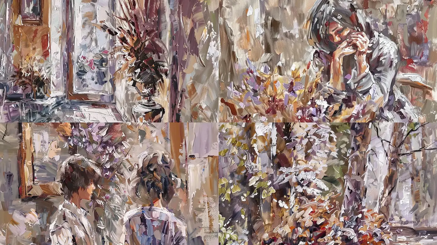 Impasto Brushwork Harmony in Muted Earth Tones - Midjourney sref style