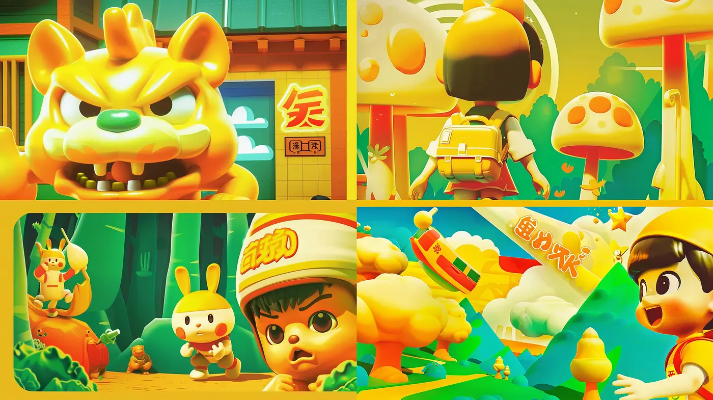 Vibrant Toybox Adventure: A Whimsical Journey Through a Saturated Palette - Midjourney sref style