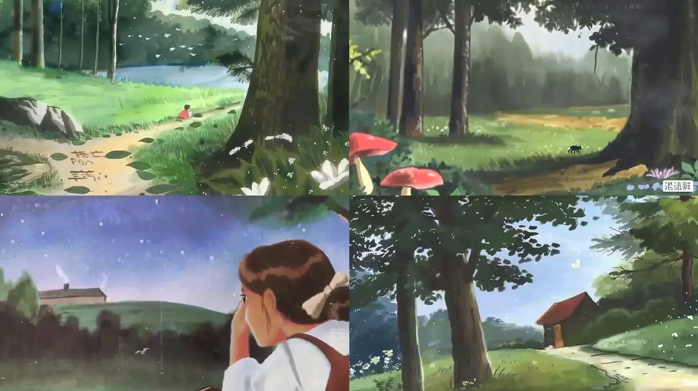 Whimsical Nature Scenes with a Touch of Nostalgia and Playful Charm - Midjourney sref style
