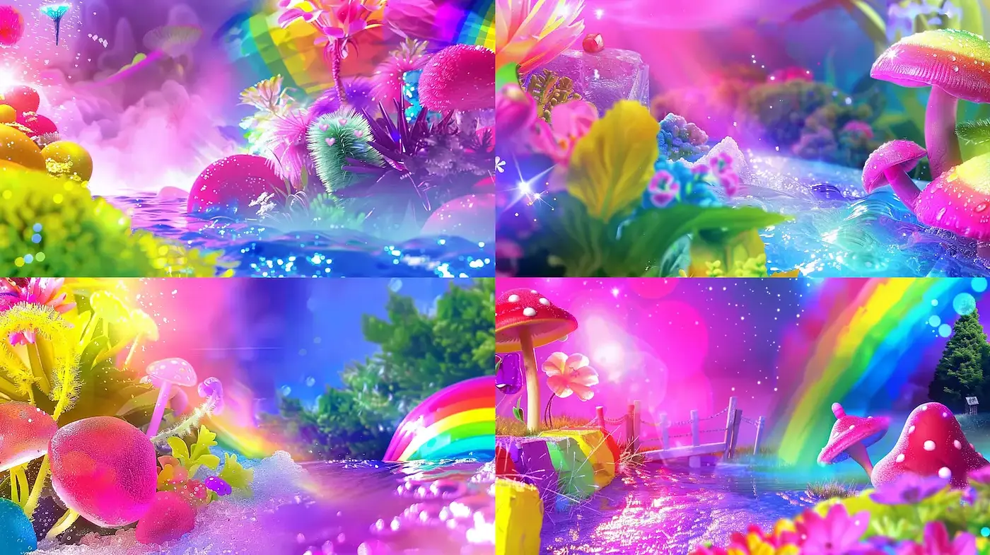 Vibrant and Whimsical Fantasy Landscapes with a Dreamlike Quality - Midjourney sref style